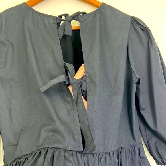 H&M - NWT Black Cotton Ruffle Open Tie Back Blouse Size XS - Picture 13 of 13